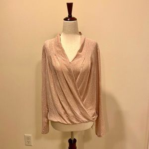 Ann Taylor Blush/soft pink drape blouse (size XS). Brand new with tag